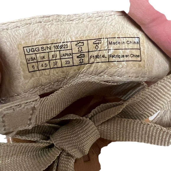 Ugg Gold Ankle Ribbon Espadrille Wedges Size 6 - Picture 7 of 9